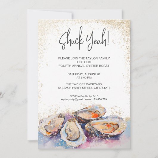 Moderne Shuck yeah Sommerauster geröstetes Party P Einladung (Vorderseite)