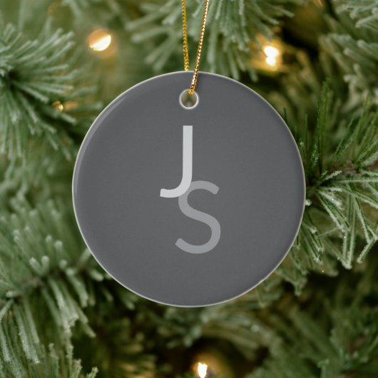 Moderne, sich überschneidende Mit Monogramm Initia Keramik Ornament (Baum)