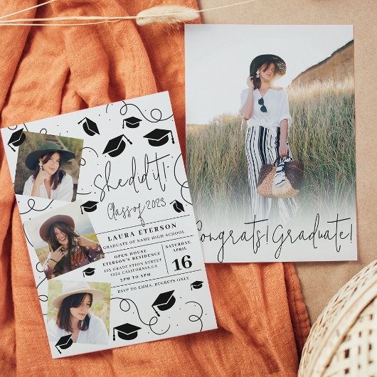 Moderne Sie machte es mit schwarzweißem Foto Absch Einladung