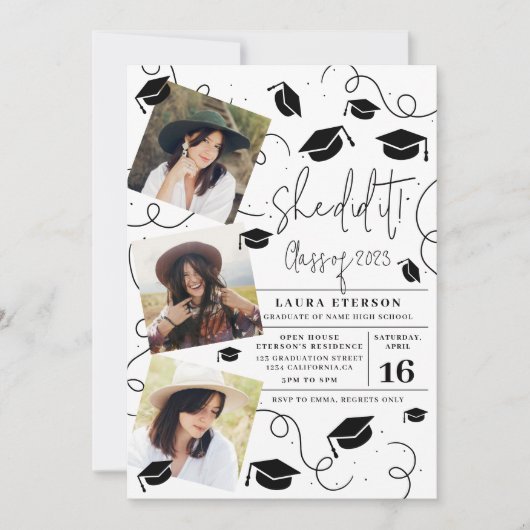 Moderne Sie machte es mit schwarzweißem Foto Absch Einladung (Vorderseite)