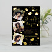 Moderne Sie machte es schwarz chic Foto Abschluss Folieneinladung (Stehend vorne)