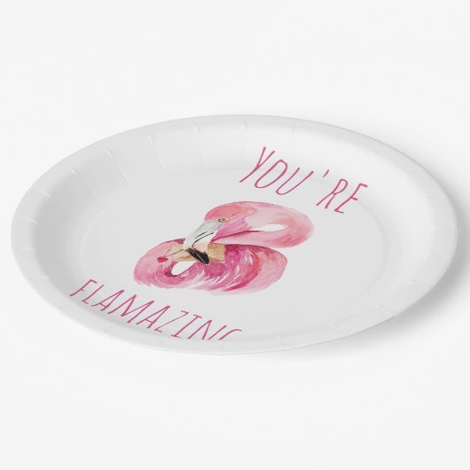 Moderne Sie sind fantastisch Schönheit pink Flamin Pappteller (Schrägansicht)