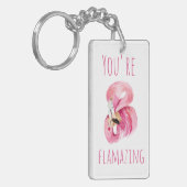 Moderne Sie sind fantastisch Schönheit pink Flamin Schlüsselanhänger (Vorderseite links)