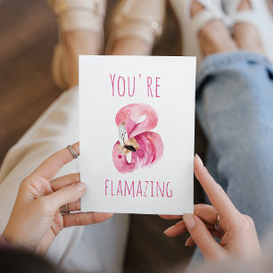 Moderne Sie sind flammende Schönheit Rosa Flamingo Feiertagskarte