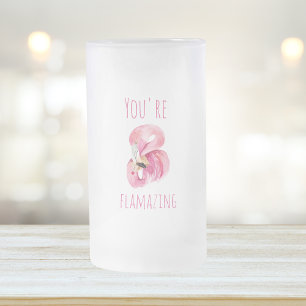 Moderne Sie sind flammende Schönheit Rosa Flamingo Mattglas Bierglas