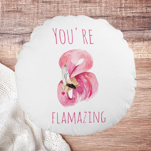 Moderne Sie sind flammende Schönheit Rosa Flamingo Rundes Kissen