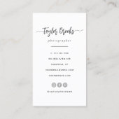Moderne Signatur Eleganter Script-Fotograf Visitenkarte (Rückseite)