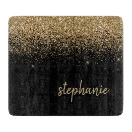 Moderne Signatur Gold Glitzer Black Schneidebrett