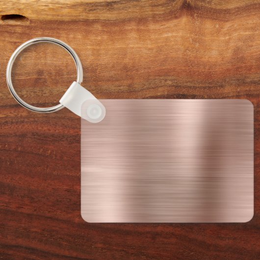 Moderne Signatur Monogram Rose Gold Foil Rectangle Schlüsselanhänger (Rückseite)