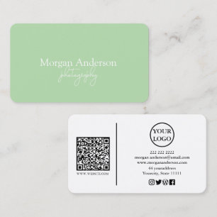 Moderne Signatur-Schrift-QR-Code-Social-Media Visitenkarte