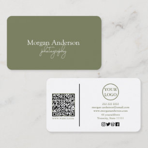 Moderne Signatur-Schrift-QR-Code-Social-Media Visitenkarte