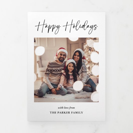 Moderne Signatur | Schwarzweiß-Foto Dreifach Gefaltete Urlaubskarte (Cover)