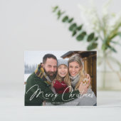 Moderne Signatur Script Frohe Weihnachten Foto (Stehend Vorderseite)