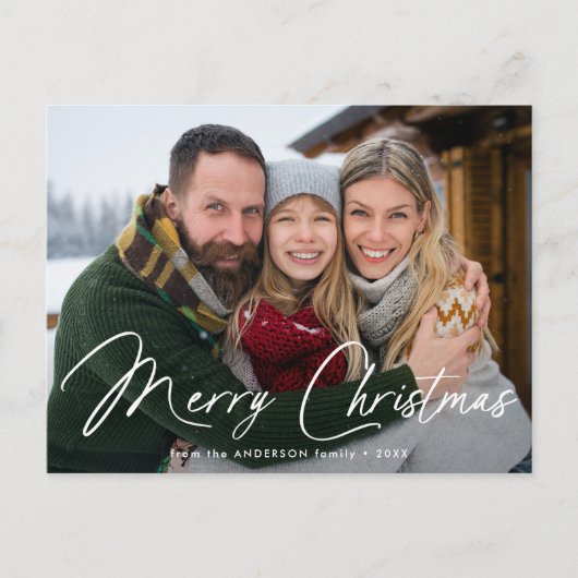 Moderne Signatur Script Frohe Weihnachten Foto (Vorderseite)