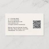 Moderne Signatur Script QR Code Beruflich Creme Visitenkarte (Rückseite)