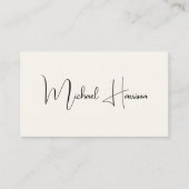Moderne Signatur Script QR Code Beruflich Creme Visitenkarte (Vorderseite)