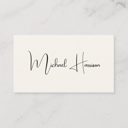 Moderne Signatur Script QR Code Beruflich Creme Visitenkarte (Vorderseite)