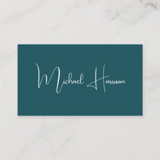 Moderne Signatur Script QR Code Beruflich grün Visitenkarte (Vorderseite)