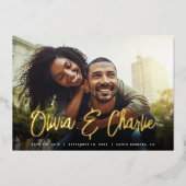 Moderne Signatur | SINGLE FOTO SAVE THE DATE Folieneinladung (Vorderseite)