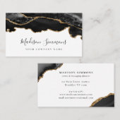Moderne Signature Black Gold Glitzer Agate Marmor Visitenkarte (Vorne/Hinten)