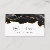 Moderne Signature Black Gold Glitzer Agate Marmor Visitenkarte (Vorderseite)