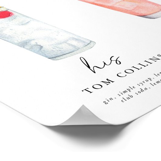 Moderne Signature Drinks Hochzeitszeichen Bar sign Poster (Ecke)