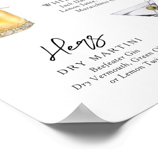 Moderne Signature Drinks Poster Night Before (Ecke)