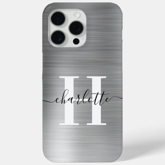 Moderne Signature Monogram Silver Foil Case-Mate iPhone Hülle (Rückseite)