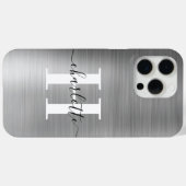 Moderne Signature Monogram Silver Foil Case-Mate iPhone Hülle (Rückseite (Horizontal))