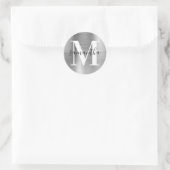 Moderne Signature Monogram Silver Foil Runder Aufkleber (Tasche)