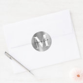 Moderne Signature Monogram Silver Foil Runder Aufkleber (Umschlag)