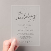 Moderne Signature Script Schwarz-weiß Wedding Acryleinladungen (Insitu (Handheld))