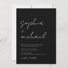 Moderne Signature Script Schwarz-weiß Wedding Einladung