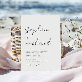 Moderne Signature Script Schwarz-weiß Wedding Einladung