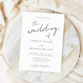 Moderne Signature Script Schwarz-weiß Wedding Einladung