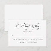 Moderne Signature Script Schwarz-weiß Wedding RSVP Karte (Vorne/Hinten)
