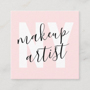 Moderne Signaturschrift hellrosa Makeup Künstler Quadratische Visitenkarte