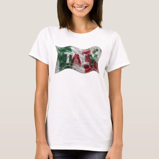 Moderne Silber-3D-Textkunst ITALIEN T-Shirt (Vorderseite)