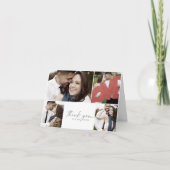 Moderne Silber 4 FotoCollage geflochtene Hochzeit Dankeskarte (Vorderseite)