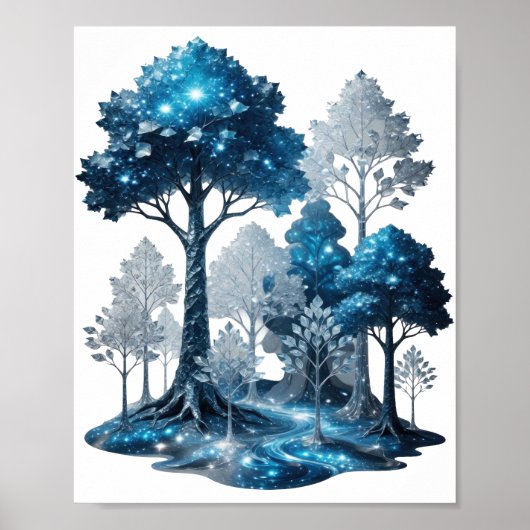 Moderne Silber BLUE ICE FOREST Custom-T-Shirt Poster (Vorne)