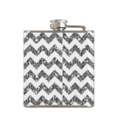 Moderne Silber Glitter Chevron Monogramm Whiskyfla Flachmann (Rückseite)