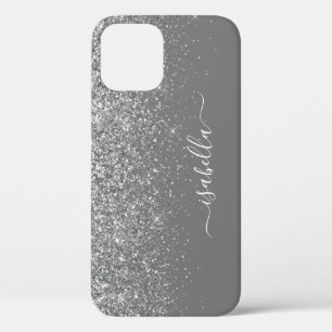 Moderne Silber-Glitter Elegante Schrift Name Case-Mate iPhone Hülle