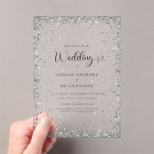 Moderne Silber-Glitter-Hochzeit Acryleinladungen (Insitu (Handheld))