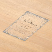 Moderne Silber-Glitter-Hochzeit Acryleinladungen (Ablage )