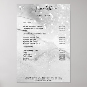 Moderne Silber Glitter Salon Preisliste Poster