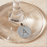 Moderne Silber-Glitzer- und Sparkymone Glasmarker<br><div class="desc">Silber Imitat Glitzer und sparkle Elegant Monogram Wein Charm. Diese Wine Charms können auf Ihren Vor- und Erstnamen angepasst werden. Der Glitzer Wine Charms macht ein großartiges Brautparty,  Geburtstagsparty oder Junggeselinnen-Abschied Geschenk für die besondere Person,  die Lieben rosa.</div>