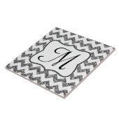 Moderne Silber-Glitzer-Zickzack-Monogramm-Anzeiget Fliese (Seite)