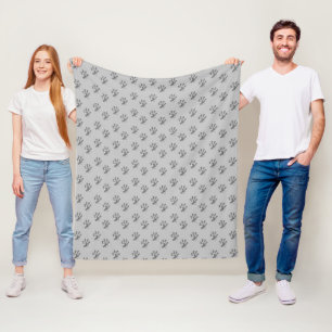 Moderne Silber-Grau-Pfoten-Muster Fleecedecke