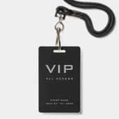 Moderne Silber-Grau-VIP-All-Access-Pass-Veranstalt Ausweis (Vorderseite mit Lanyard)
