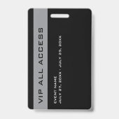 Moderne Silber-Grau-VIP-All-Access-Pass-Veranstalt Ausweis (Rückseite)